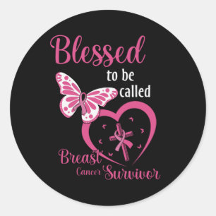 Sticker Rond Béni D'Être Appelé Cancer Du Sein Survivant Foi