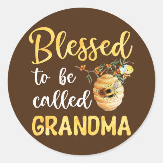 Sticker Rond Béni d'être appelé grand-mère mignonne d'abeille