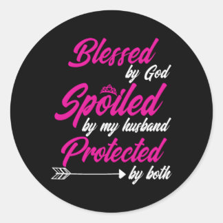 Sticker Rond Béni Par Dieu Porté Par Mon Mari Protégé Par