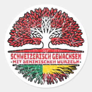 Sticker Rond Bénin Bénin Suisse Arbre Racine Flag