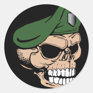 Sticker Rond Beret vert crâne