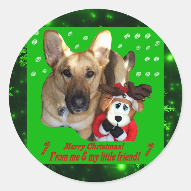 Sticker rond berger allemand Joyeux Noël (Devant)