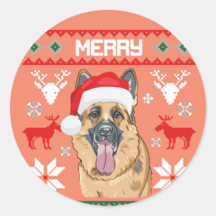 Sticker Rond Berger allemand Merry Woofmas Sweatshirt Noël