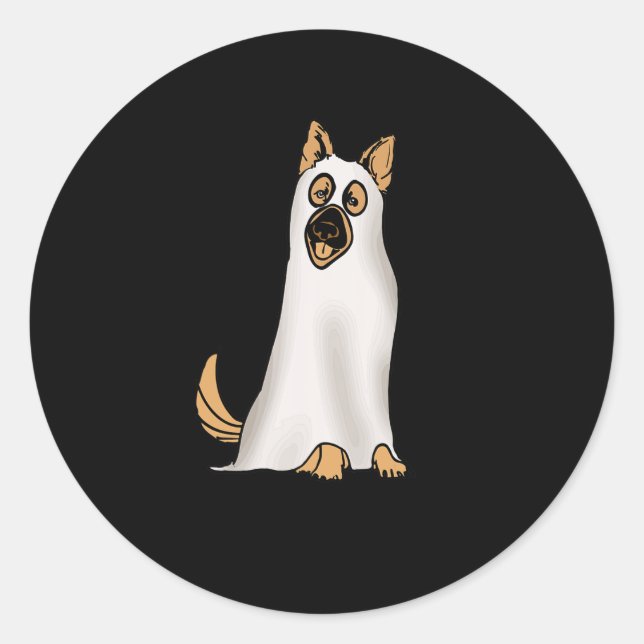 Sticker Rond Berger allemand mignon chien porter Fantôme drôle  (Devant)