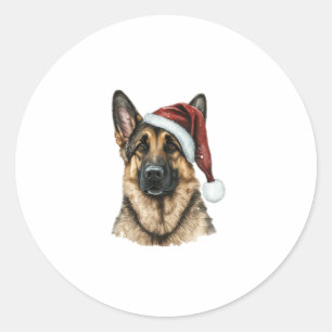 Sticker Rond Berger allemand Père Noël Chien Noël