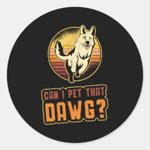 Sticker Rond Berger Allemand Puis-Je Paître Qui Dawg Vintage Dr