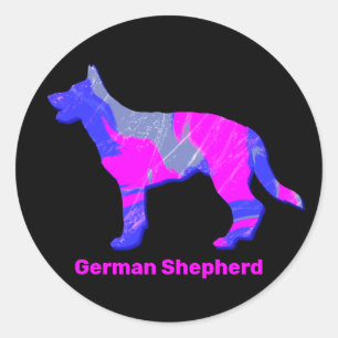 Sticker Rond Berger allemand Silhouette rose&bleu