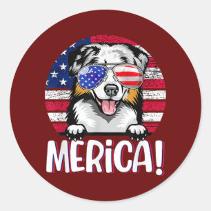 Sticker Rond Berger australien 4 juillet Drapeau américain