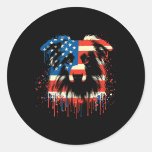 Sticker Rond Berger Australien Paint Drip Américain Drapeau Usa