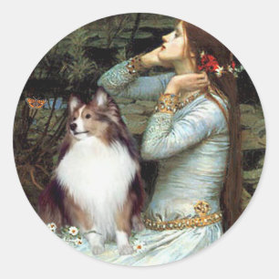 Sticker Rond Berger des Shetland 18 - Ophelia assise