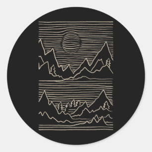 Sticker Rond Bergsteiger Sports d'hiver Snowboard Mountain Al