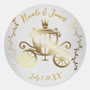 Sticker Rond Berline Élégante Or Histoire Blanche Royale