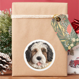 Sticker Rond Bernedoodle Chien 3D inspiré