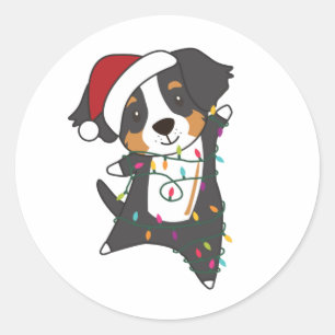 Sticker Rond Bernese Joyeux Noël Joyeux Chiens de Noël