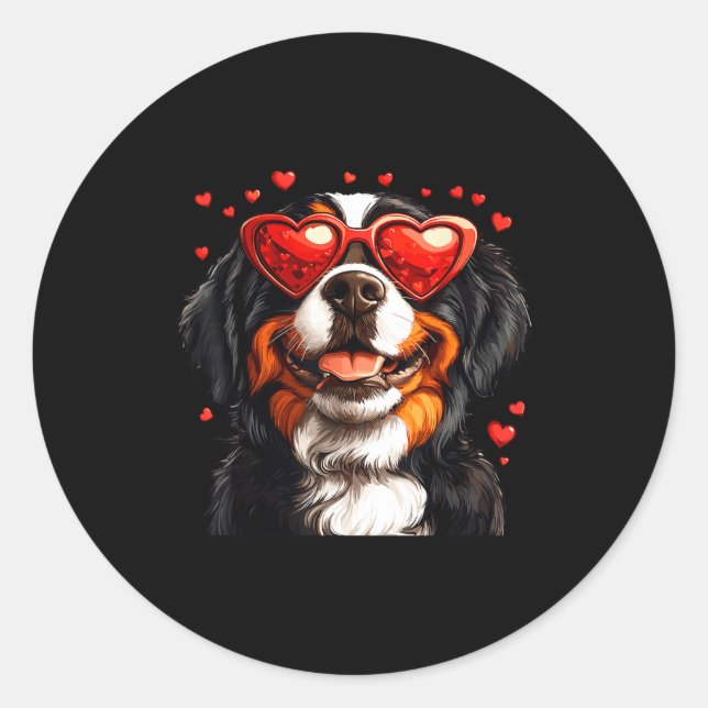 Sticker Rond Bernese Mountain Cute Berner Dog Lover Valentines  (Devant)