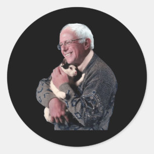 Sticker Rond Bernie Sanders Accroche Cat Chemise mignonne Anima