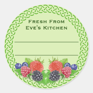 Sticker Rond Berries mélangées avec canne ronde celtique