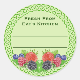 Sticker Rond Berries mélangées avec canne ronde celtique