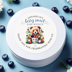Sticker Rond Berry Baby shower doux Berries sauvages et ours en