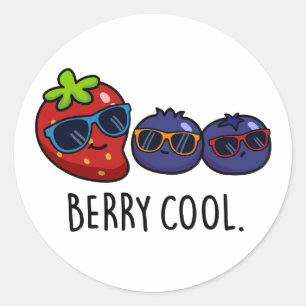 Sticker Rond Berry Cool Funny Fraise Blueberry Pun