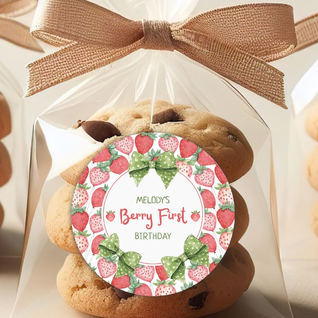 Sticker Rond Berry First Birthday Strawberry Party (Créateur téléchargé)