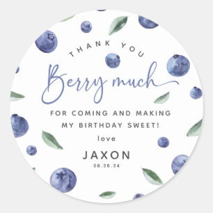Sticker Rond 'Berry First' Myrtille 1er Anniversaire
