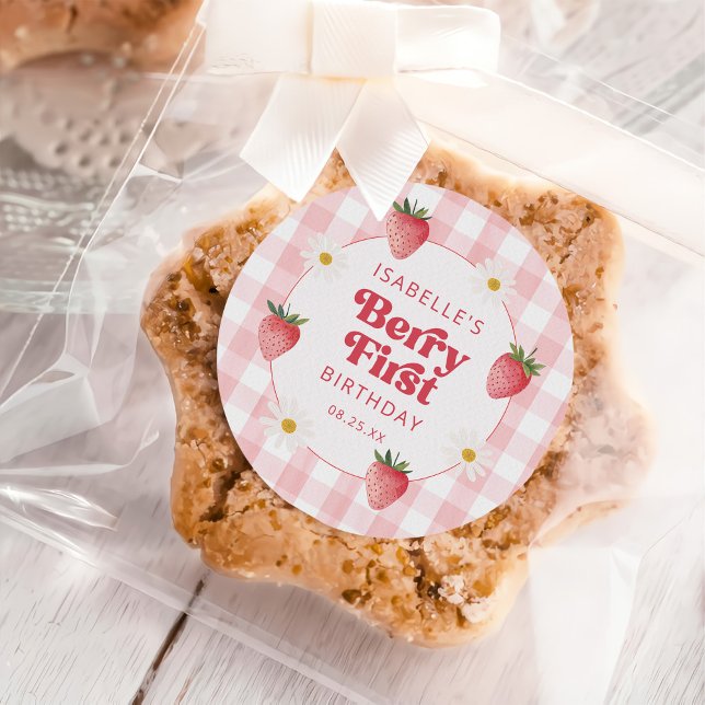 Sticker Rond Berry fraise marguerite 1er anniversaire (Créateur téléchargé)
