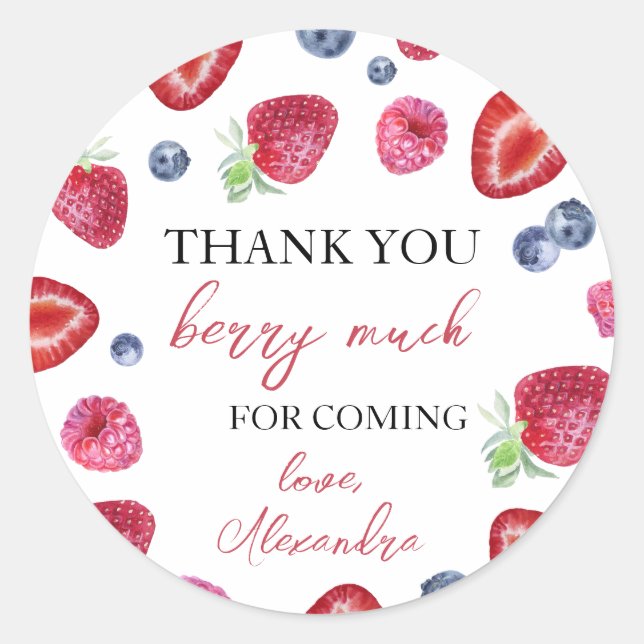 Sticker Rond Berry fraise Premier anniversaire (Devant)