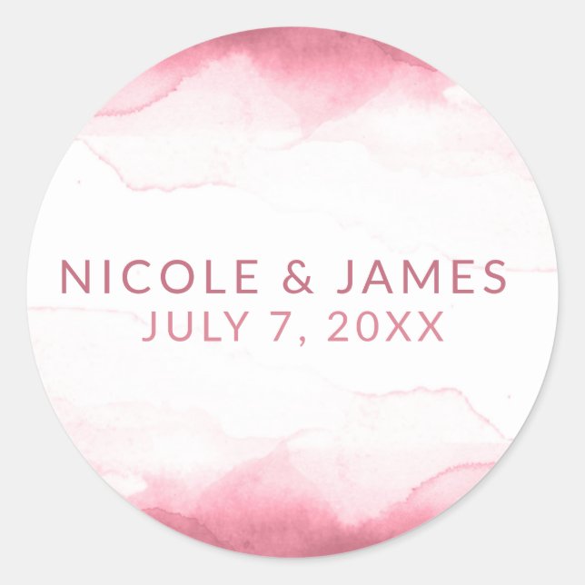 Sticker Rond Berry Mauve Rose Aquarelle Mariage moderne et chic (Devant)