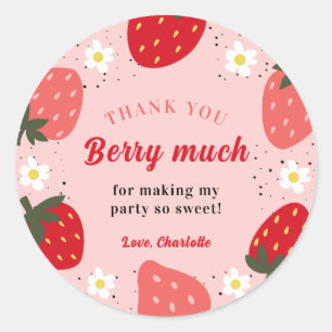Sticker Rond Berry Merci fraise beaucoup