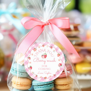 Sticker Rond Berry Merci fraise beaucoup pour venir