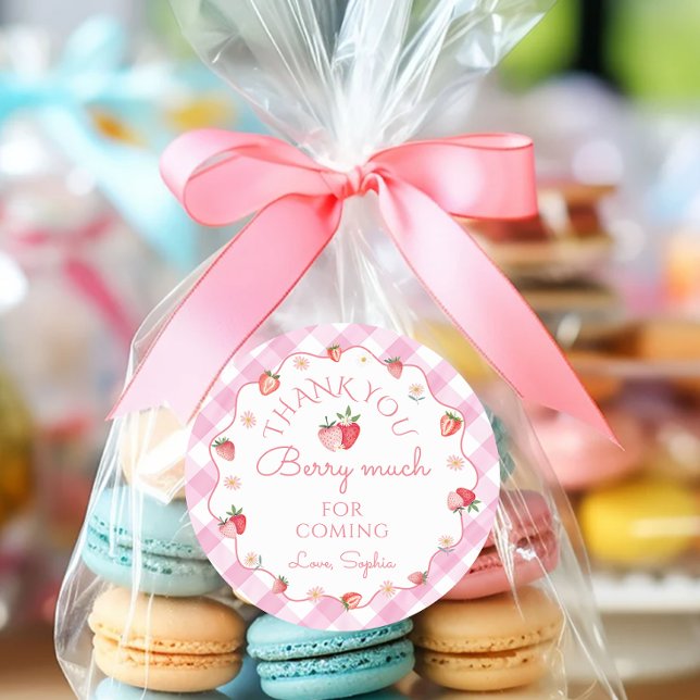 Sticker Rond Berry Merci fraise beaucoup pour venir (Créateur téléchargé)