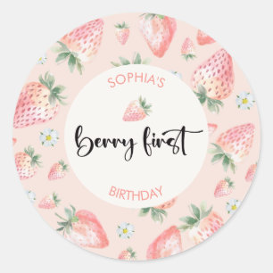 Sticker Rond Berry premier anniversaire de enfant de fraise
