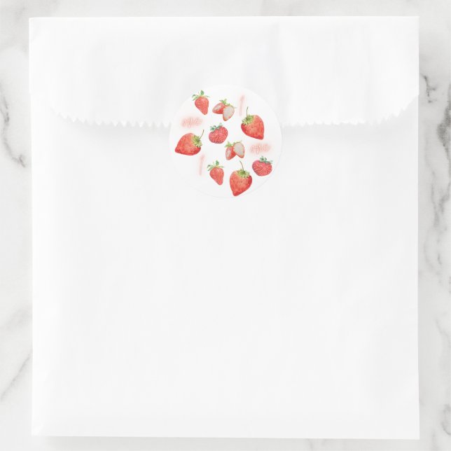 Sticker Rond Berry Premier Anniversaire de enfant | Framboise | (Sac)