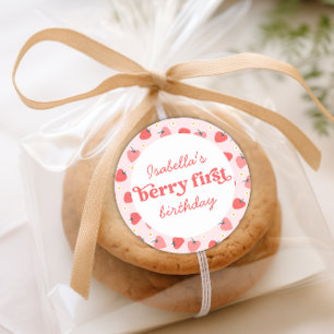Sticker Rond Berry Premier anniversaire fraise