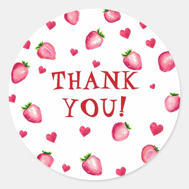 Sticker Rond Berry Premier anniversaire Fraise Merci (Devant)