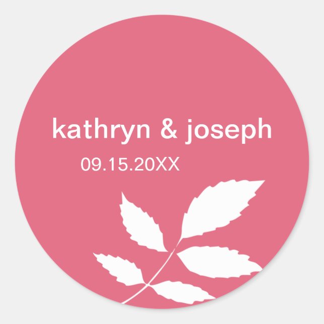 Sticker Rond Berry rouge feuille moderne nom mariage faveur éti (Devant)