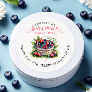 Sticker Rond Berry Sweet Baby shower Fleurs Berries