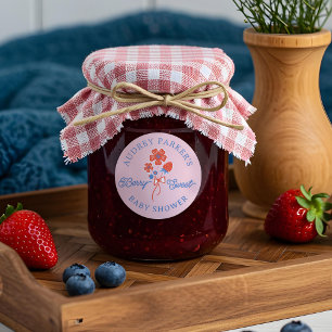 Sticker Rond Berry Sweet Berries Floral Monogram Baby shower