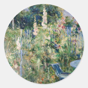 Sticker Rond Berthe Morisot - Roses Trémières / Althées