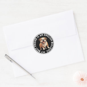 Sticker Rond Best Friend English Bulldog