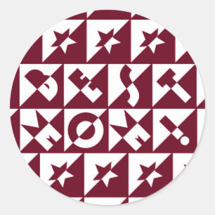 Sticker Rond Best Mama Red and White Pattern with Stars