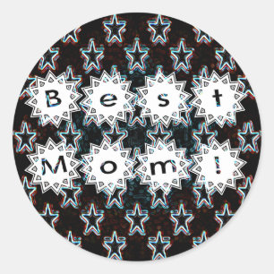 Sticker Rond Best Mom Stars à Neon