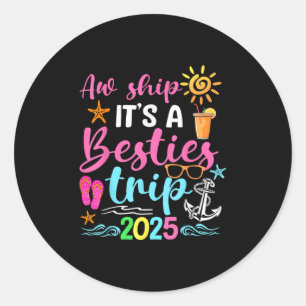 Sticker Rond Besties Trip 2025 Friend Cruise Trip Summer Vacati