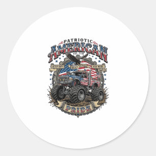 Sticker Rond Bête Diesel Patriotique Monstre de la Liberté Cami