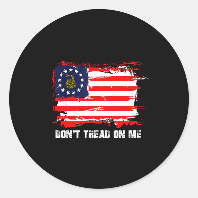 Sticker Rond Betsy Ross Flag Don't Tread Patriot On Me  (Devant)