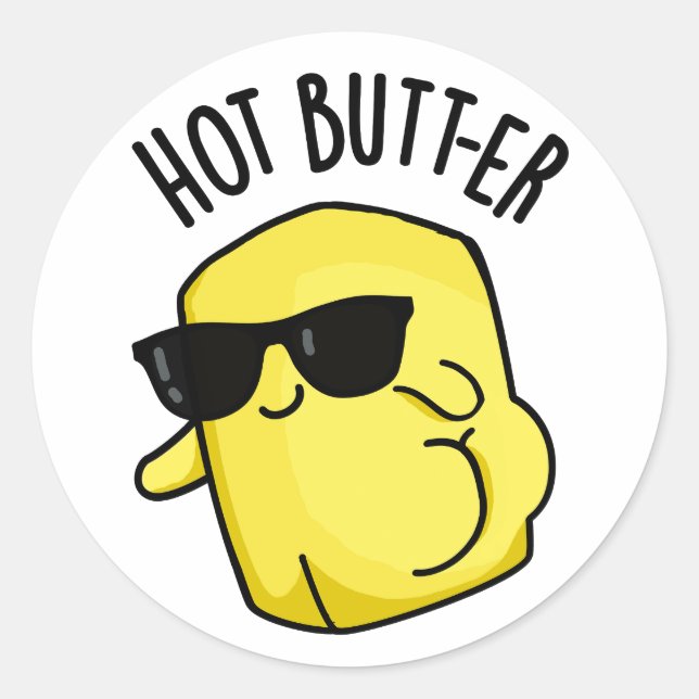 Sticker Rond Beurre chaud amusant jeu de nourriture (Devant)