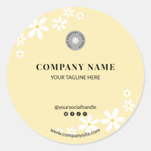Sticker Rond Beurre clair chic Baisy jaune Nom commercial