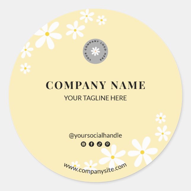 Sticker Rond Beurre clair chic Baisy jaune Nom commercial (Devant)