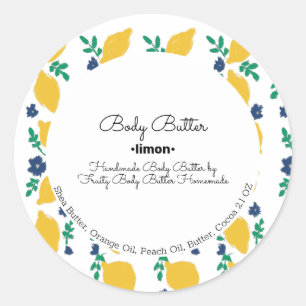Sticker Rond Beurre Corporel Citron Corps Savon Marque
